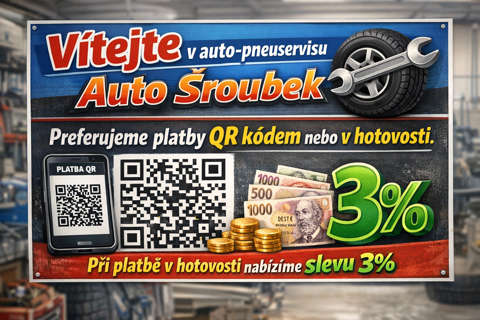 Sleva 3% při platbě v hotovosti